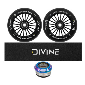 Set 2 Stück Divine Rollen 110 mm Turbo schwarz + Divine Griptape + Divine Headset